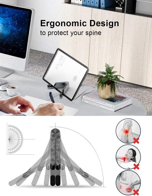 MONEER Cell Phone Stand, Phone Stand for Desk, Foldable & Portable iPhone Stand, Cell Phone Holder Desk Compatible with All Mobile Phone, iPhone, iPad mini, Tablet 4-10.5(Silver)