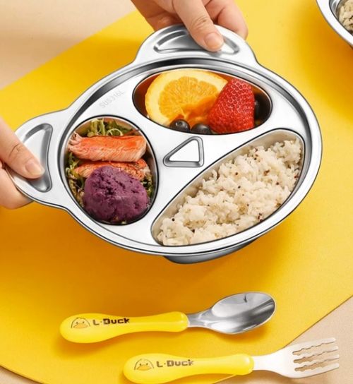 High-quality stainless steel children's dinner plate, healthy, safe, drop-resistant, cute, and suitable for both boys and girls