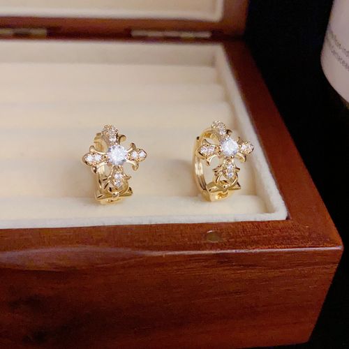 Unisex Exquisite Zircon Cross Earrings