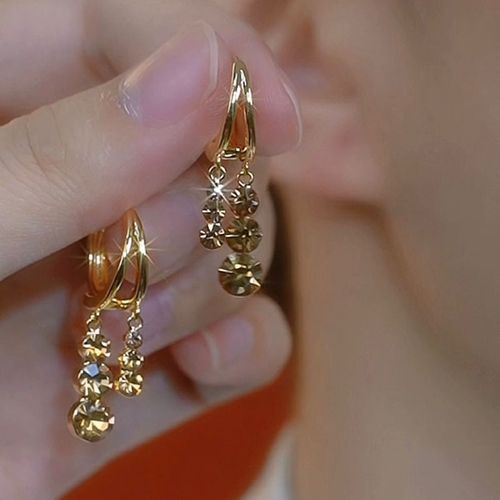 Gorgeous Coffee-Colored Full-Drill Chain Tassel Exquisite Retro Earrings