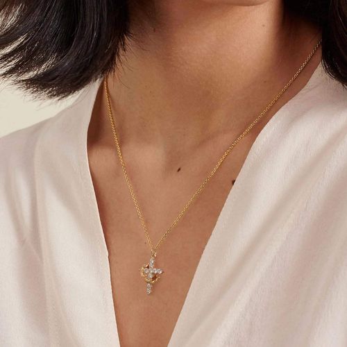 Rotatable Crown Necklace with Full Diamonds, Cross Pendant: Light Luxury, Versatile Titanium Steel Collarbone Chain