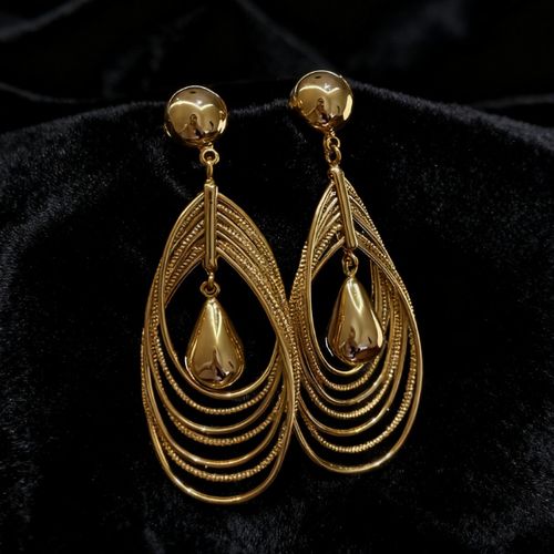 Luxury Gold Multi-Layered Water Drop Long Earrings for Women - Elegant Vacation Style, Unique Statement Earrings