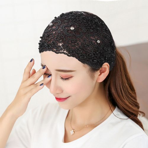 New Style Hollow-Out Hair Band with Beads, Fashionable Wide-Edge Hair Hoop, Women's Hair Accessory for Hiding Gray Hair。