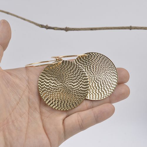 European and American Retro Circular Pattern Earrings - Stylish, Exaggerated & Minimalist Design with High-End Round Disk Pendants