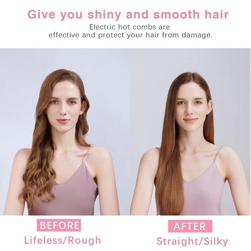 Sparkling Diamond-Trimmed Electric Hair Straightener Comb | One Comb for Smoothness, Fast Styling Tool for Curly Hair Straightening