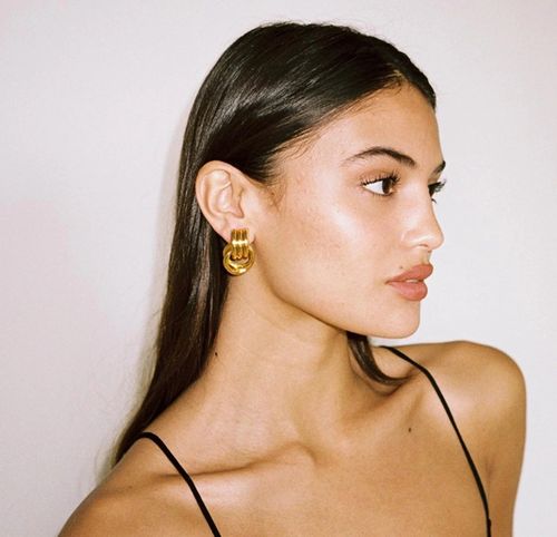 Irregular Circular Geometric Multi-layer Copper-plated Real Gold Earrings