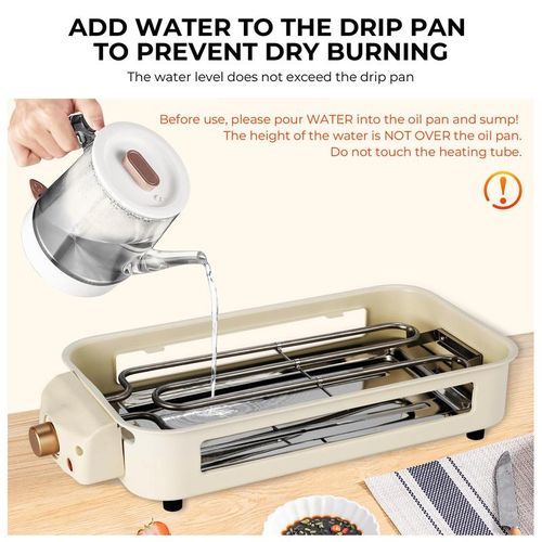 Party Must Have 1500W White Smokeless Electric Grill Non-Stick Griddle + 3 Raclette Pans Perfect for Steaks Seafood & Feasts Use Indoors & Out