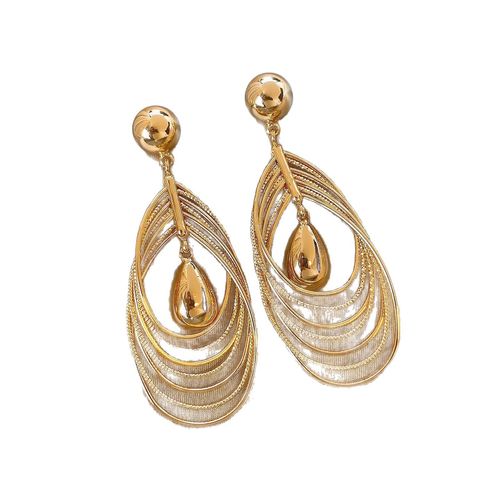 Luxury Gold Multi-Layered Water Drop Long Earrings for Women - Elegant Vacation Style, Unique Statement Earrings