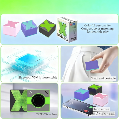 Mini Bluetooth Speaker (Green), with HIFI Stereo and 360-degree Panoramic Surround Sound, Supporting Type-C Interface Charging, Suitable for Outdoor Travel and Home Entertainment.