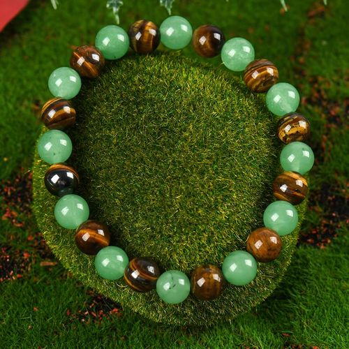 Natural bracelets made of tiger's eye stone and green aventurine, with high-end handcrafted wealth-themed beads.