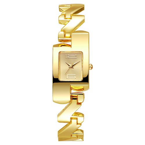 Z-shaped band gold square watch