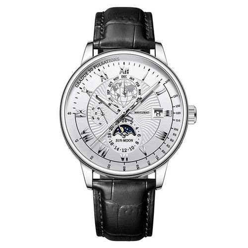 Luxury Men's Quartz Starry Moon Design Leather Band Water Resistant 30m Luminous Watch
