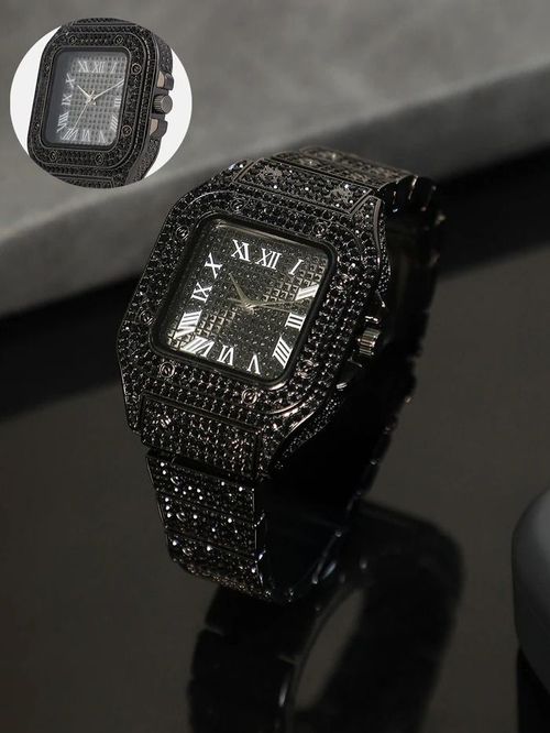 The Bijou Roman Square Watch - Midnight Black