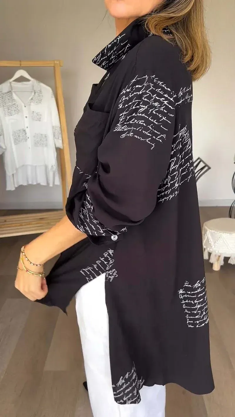 New Arrival - Stylish Letter Print Collared Shirt