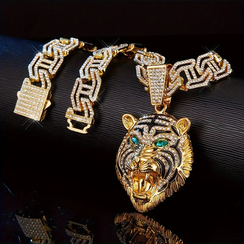 Full of diamond tiger pendants niche Cuban necklace for men