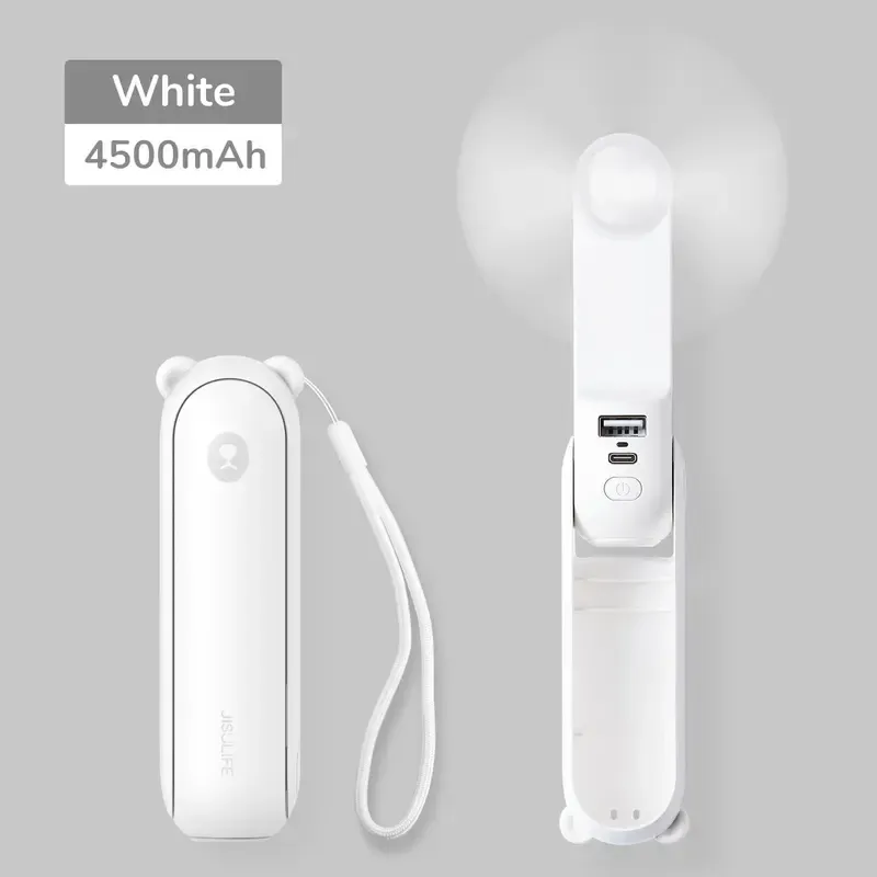 'JISULIFE' Handheld Mini Fan 3-in-1 Portable, 4500mAh&2000mAh Rechargeable Battery USB Fan with Power Bank & Flashlight, Multifunctional for Travel, Makeup, Daily Use – For Stylish African Ladies