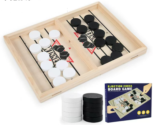 Fast Sling Puck Game - Test Your Speed and Accuracy with This Fast-Paced Wooden Air Hockey Board Game - Guaranteed Fun for Family Night or Friends Party