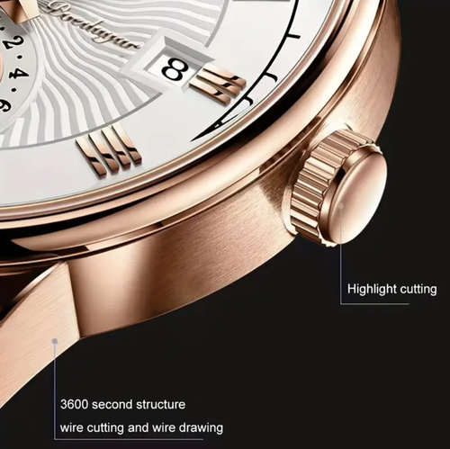 Luxury Men's Quartz Starry Moon Design Leather Band Water Resistant 30m Luminous Watch