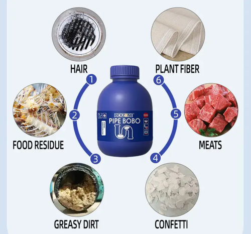 PICKZONE PIPE BOBO -Drain Unclogger Powerful Pipeline Dredging for Kitchen Sinks Shower Drains Tubs Dissolves 200+ Blockages Kills 99% Bacteria Safe for All Pipes Quick Dredging Formula Household Cleaner Bathroom Cleaning Tool