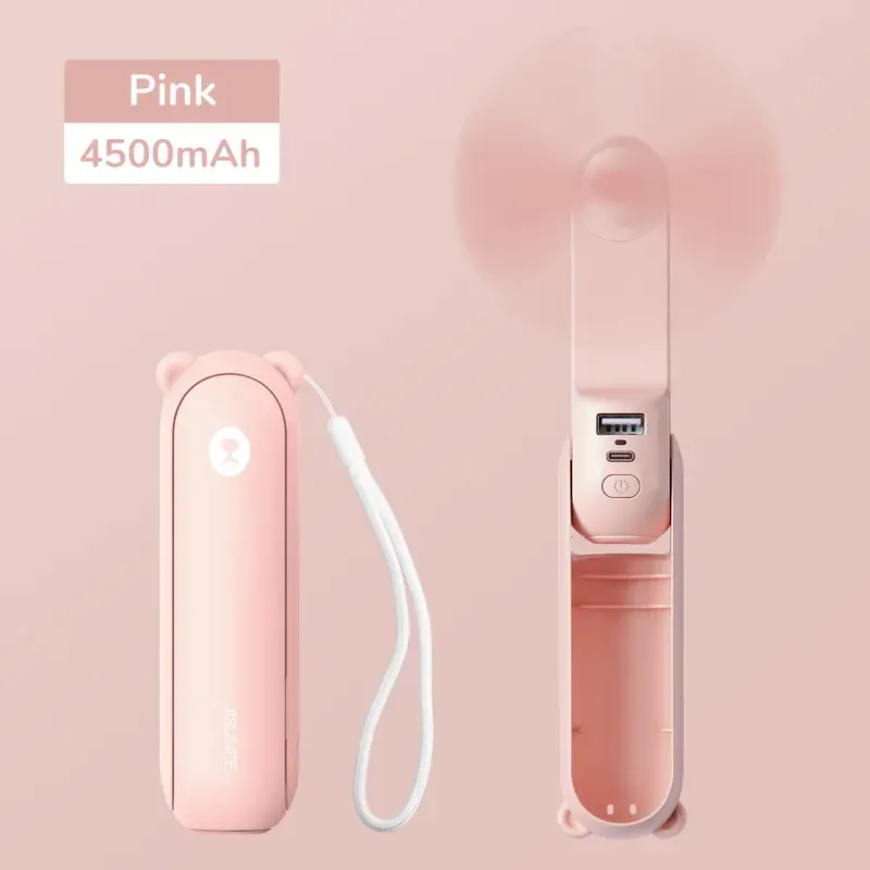 'JISULIFE' Handheld Mini Fan 3-in-1 Portable, 4500mAh&2000mAh Rechargeable Battery USB Fan with Power Bank & Flashlight, Multifunctional for Travel, Makeup, Daily Use – For Stylish African Ladies