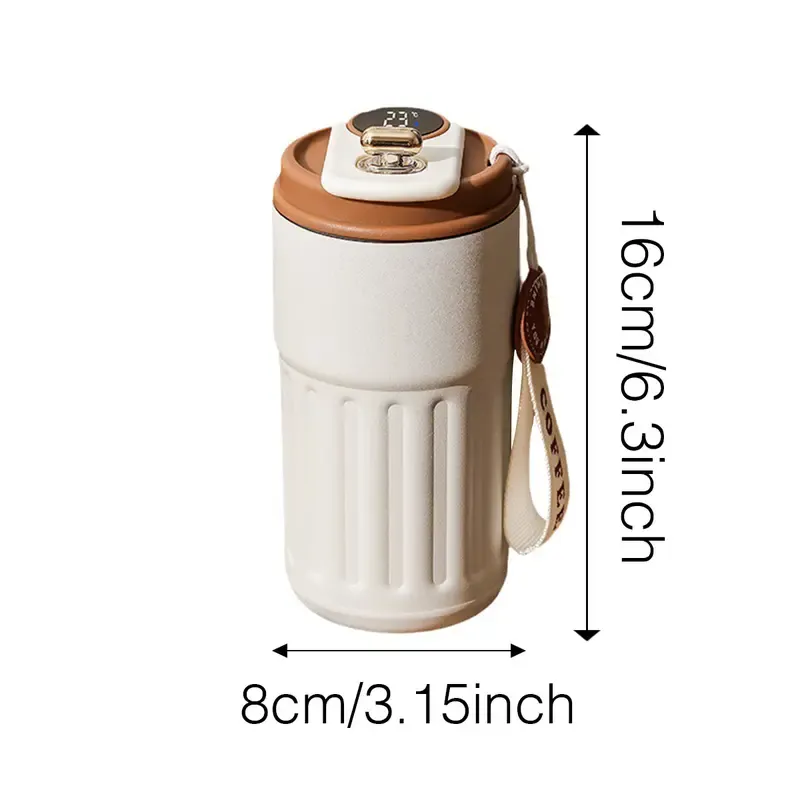 316 Stainless Steel Smart Temperature-Display Cup with LED Screen 450ml Portable Beverage Mug for Daily Drinking Travel. (Designed with a sipping-friendly narrow mouth, not fully sealed for easy drinking.)
