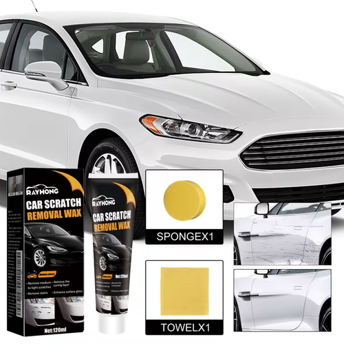RAYHONG Car Scratch Repair Wax Set (Includes 1 Sponge + 1 Towel)