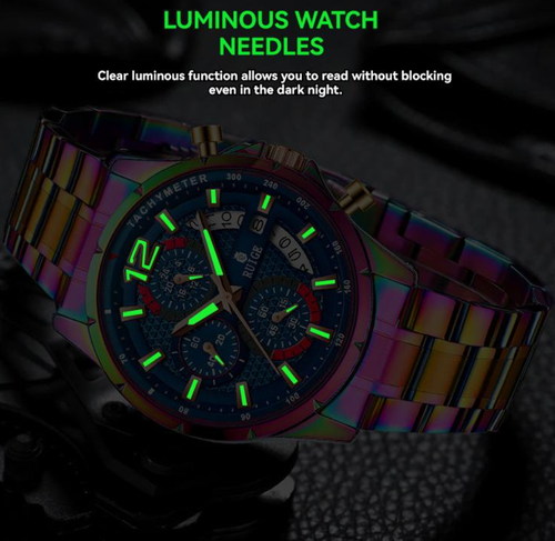 RUIGE Colorful Men's Watch Original Trendy Watch Multi functional Night Glow Waterproof Cool Men's Watch