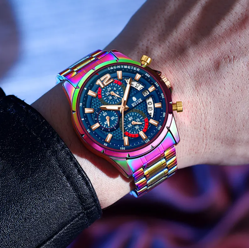 RUIGE Colorful Men's Watch Original Trendy Watch Multi functional Night Glow Waterproof Cool Men's Watch