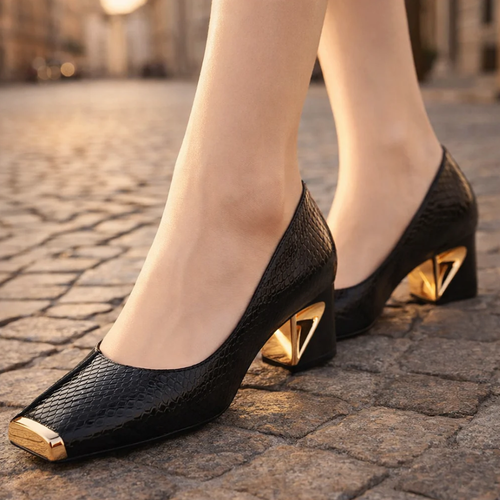 Aurea Crest Block Heels, Fashion high heels sexy square toe elegant ladies shoes