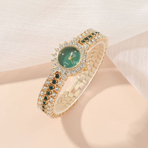 Zaffir Small Green Watch Women's Steel Belt Quartz Watch Ring Gift Set Boxed 5-piece Set. Packing list: Wristwatch, necklace, earring*2, ring, Bracelet.