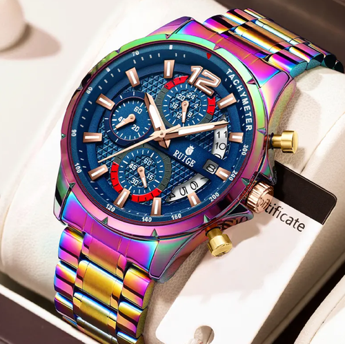 RUIGE Colorful Men's Watch Original Trendy Watch Multi functional Night Glow Waterproof Cool Men's Watch