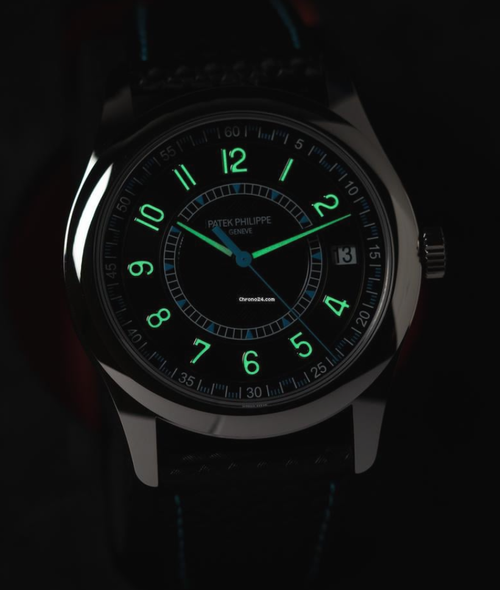 Calatrava 40mm Blue Accents Black Dial White Gold Watch 6007G-011