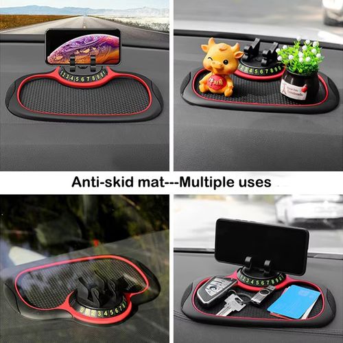 Multifunctional Car Anti-slip Pad with Phone Holder, 360° Rotatable Car Dashboard Phone Holder, Silicone Car Dashboard Anti-slip Pad