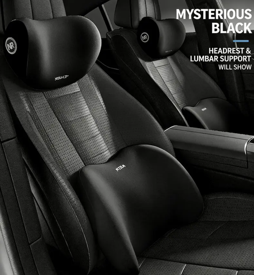 Head Restraint Car Neck & Lumbar Support Pillow Set - Soft Memory Foam Cushion, Adjustable Ergonomic Backrest, Relieve Neck and Back Pain,  Perfect for Long-Distance Driving & Travel