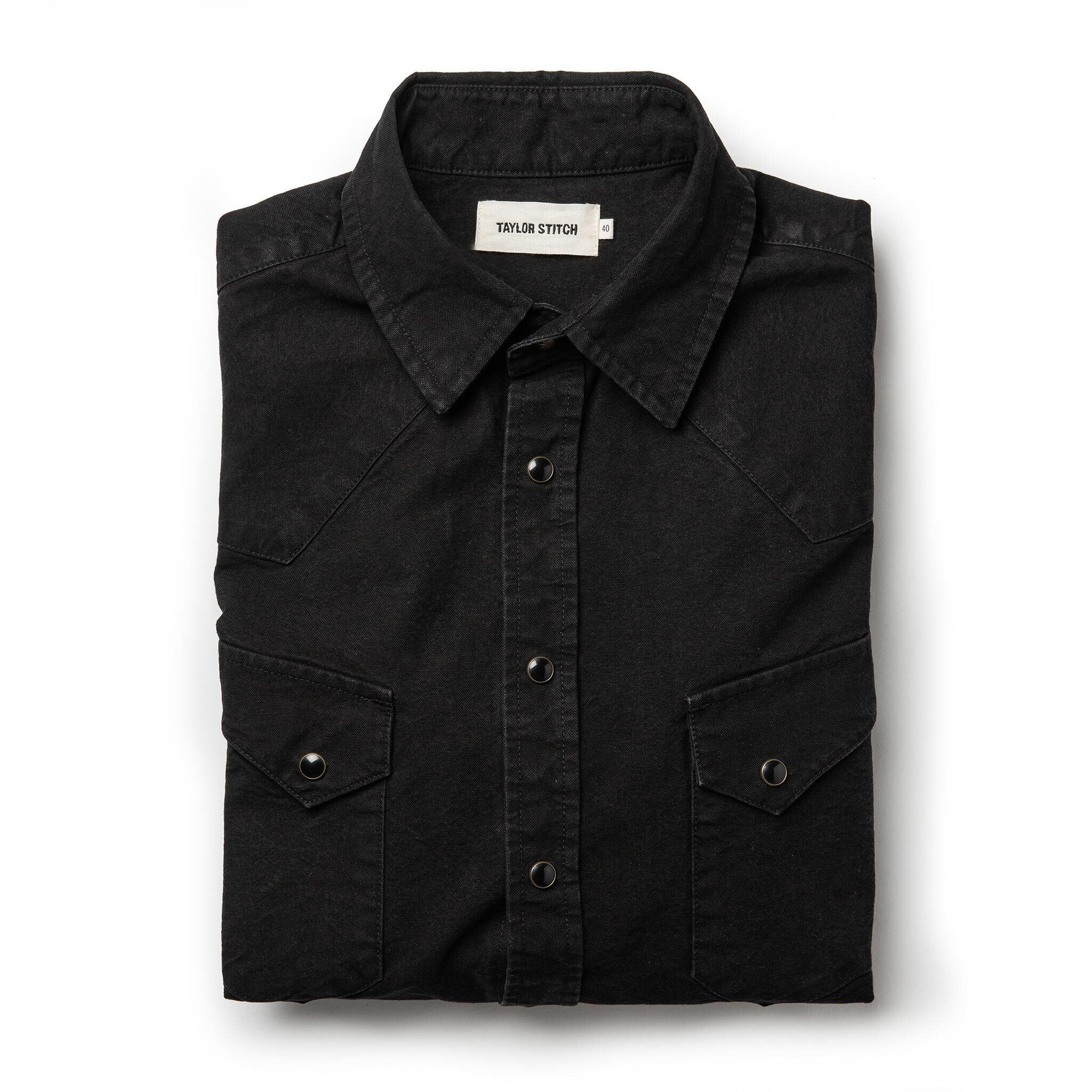 Wuecr Western Shirt in Washed Black Selvage Chambray