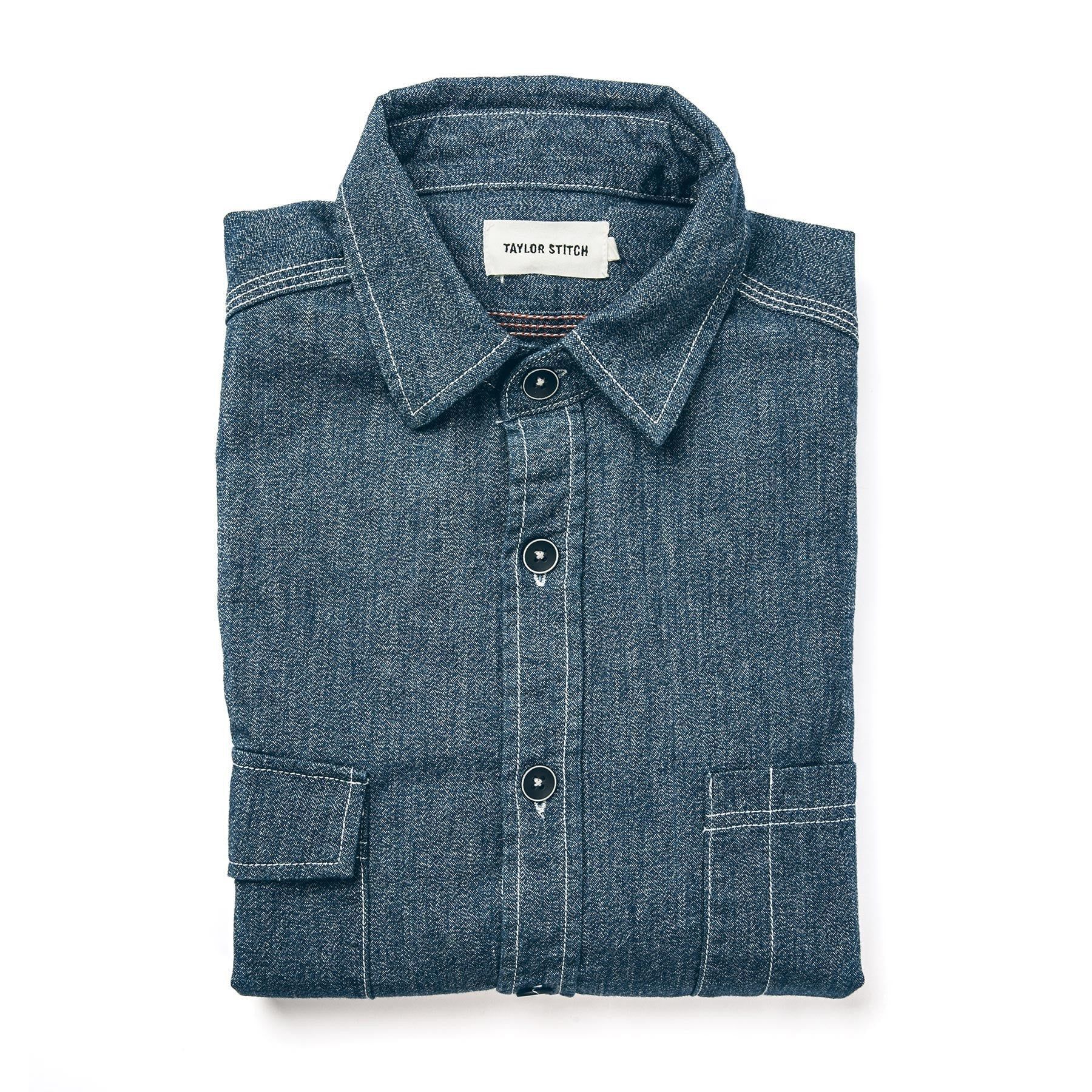 Wuecr Utility Shirt in Indigo Salt &amp; Pepper Chambray