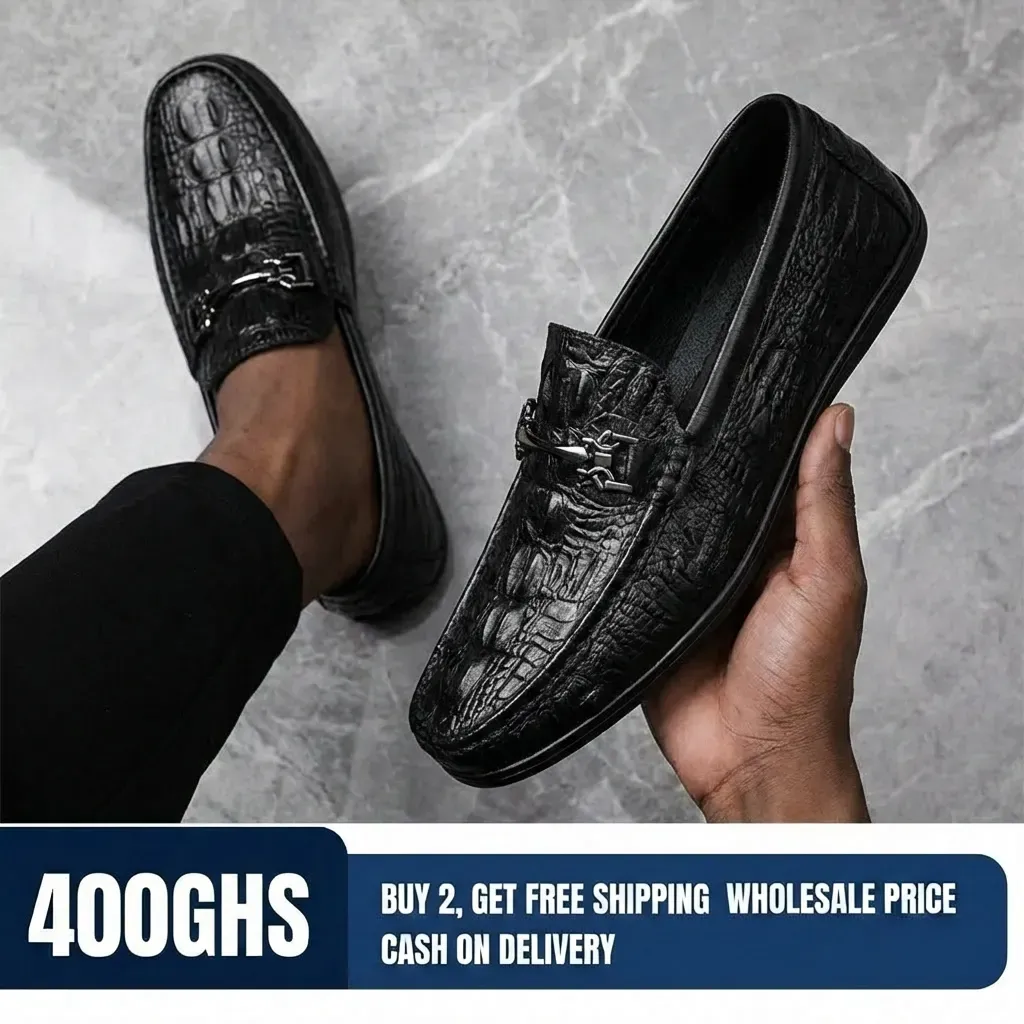 🔥 Ghana – Exclusive Imported Fashion🔥Men's Crocodile Texture Driving Loafers DM-065