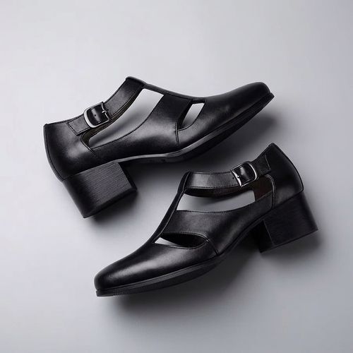 Mens Height Increasing Hollow Out Leather Shoes
