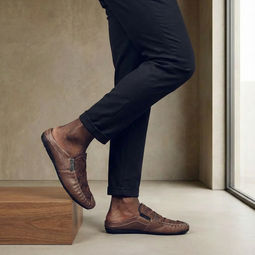 Mens Breathable Casual Slip On Leather Shoes
