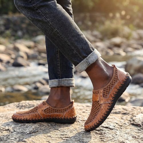 Mens Low Top Hollow Out Leather Shoes