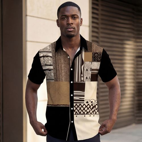 Mens Printed Casual Short Sleeve Shirt