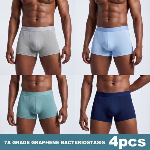 Mens Ice Silk Breathable Antibacterial Cooling Boxer Underwear 4pc