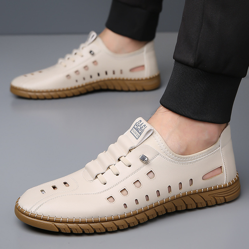 Men's Breathable Hollow Leather Shoes