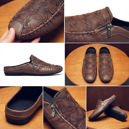 Mens Breathable Casual Slip On Leather Shoes