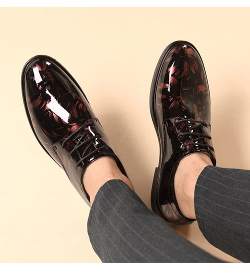 Mens Shiny Patterned Leather Shoes Classic Fashion Footwear