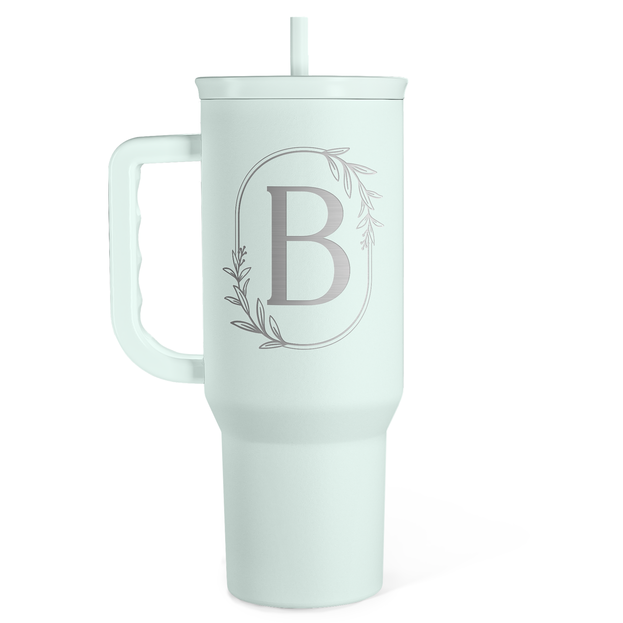 Personalized Monogrammed Tumbler with Handle 40oz, Letter B Tumblers Insulated Coffee Travel Cup, Custom Initial Gift for Women Girls Friends, Monogram Gift for Christmas Birthday Mothers Day