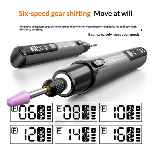 Mini Cordless Rotary Tool, 6-Speed, 3.7V Rechargeable Rotary Tool Kit with 36 Accessories, USB Charging Digital Display Multi-Purpose DIY Tool for Sanding, Polishing, Drilling, Engraving