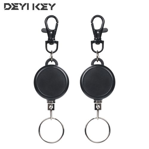 35mm High-Elasticity Outdoor Retractable Keychain – Anti-Loss & Anti-Theft Extendable Carabiner (Black)