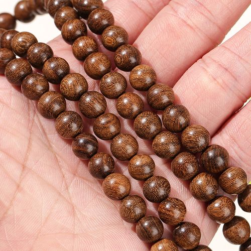 Mkufu wa shanga za mwenye mti wa sandalwood, shanga 108, inafaa kwa kutafakari na kujipamba.