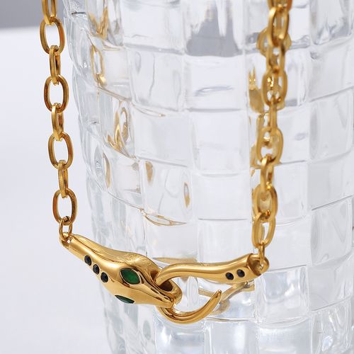 Trendy Minimalist Snake Head Necklace for Men Women, Unique Stainless Steel Hip Hop Versatile Fashion Jewelry